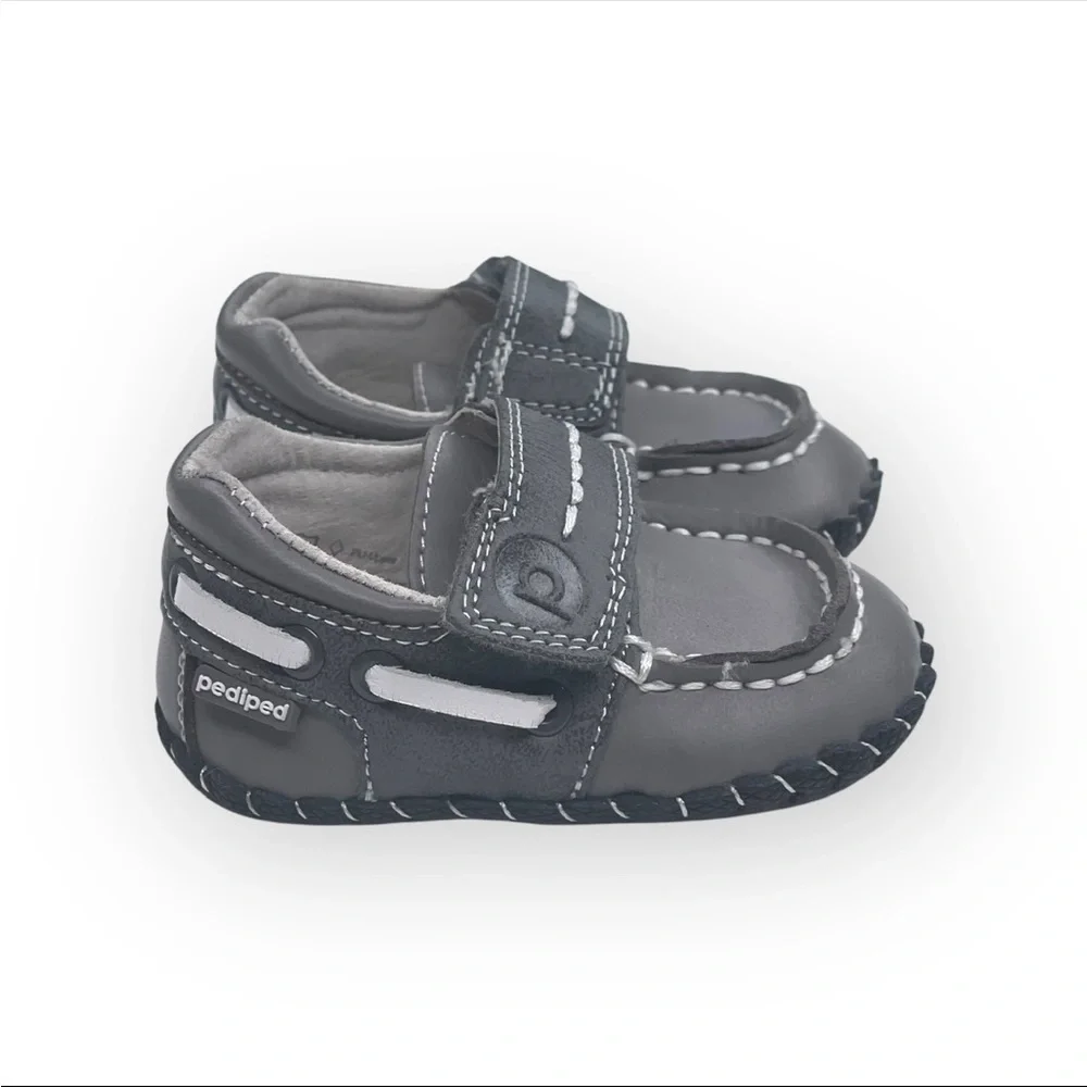 pediped ☀︎︎ Originals Norm Boat Baby Shoe ☀︎︎ Grey Leather Sole ☀︎︎ 0-6 Month